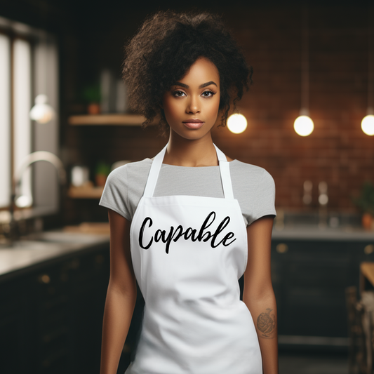 Capable Apron White with Black Lettering