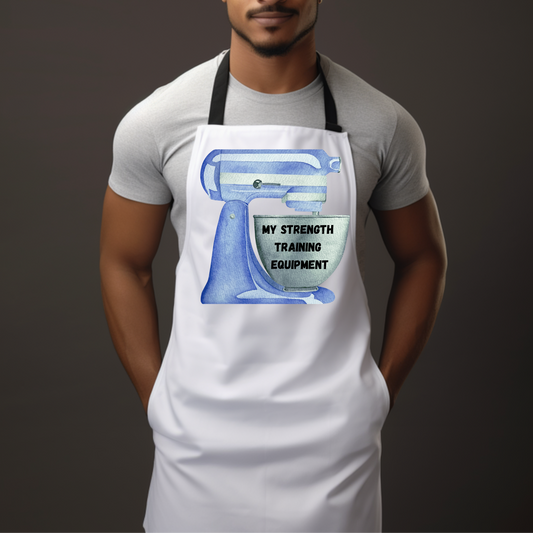 My Strength Training Equipment Apron White with Blue